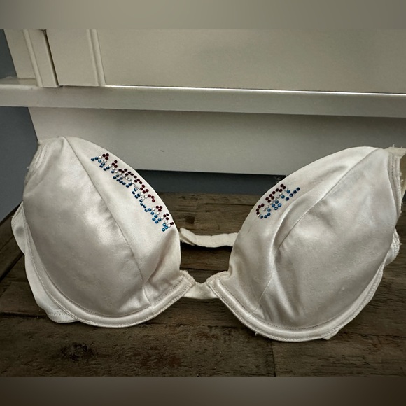 Victoria’s Secret Rhinestoned Personalized Set of Two Bras- Blue & White -SZ 32B - Picture 8 of 15